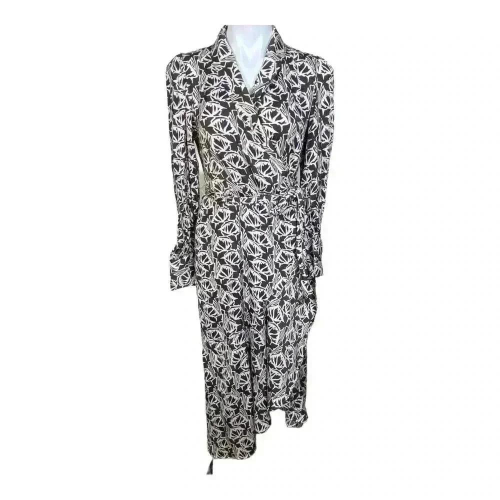 Banana Republic long sleeve floral maxi classic wrap purple brown safari dress